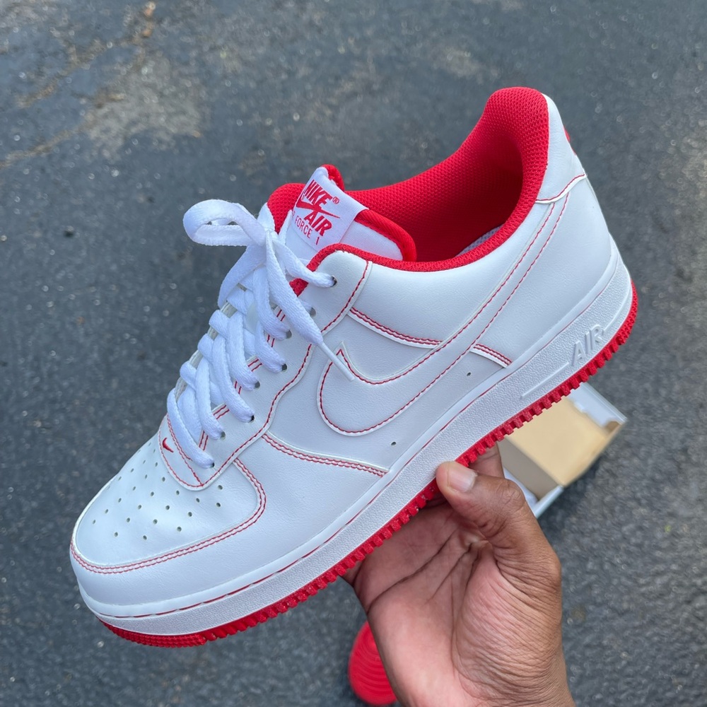 nike af1 red and white varsity